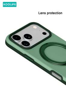 KOOLIFE 1pc 360° Rotatable Magnetic Stand Phone Case, Matte Green Bicolor Design, MagSafe Compatible, Anti-Fall PC+TPU Protective Cover, Multi-Angle View Case Compatible With Apple 17/17pro/17promax - Green - View 5