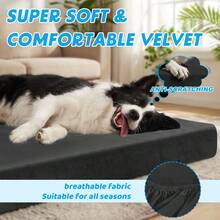 DUJUIKE Dog Bed Cover - Soft Plush Replacement Cover, 100% Waterproof, Soft Cashmere/Velvet Material; Waterproof And Removable/Washable Dog Bed Cover (Black) - Black - View 3