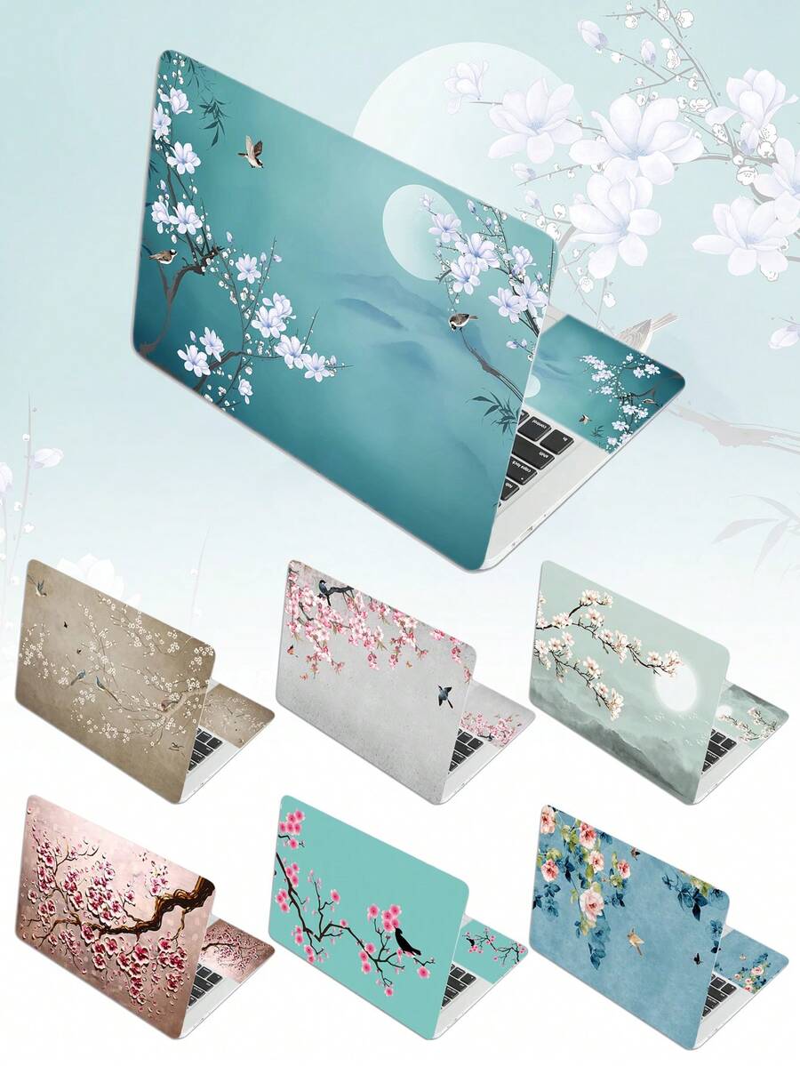 Miếng dán laptop 15-15.6 inch họa tiết hoa thẩm mỹ, nhiều mẫu hoa mộc lan & mặt trăng phương Đông, nhãn dán vinyl chống nước có thể tháo rời, không để lại vết keo - Xem 1