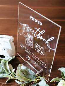 1pc Photo Guestbook Snap It Shake It Stick It Sign It Acrylic Wedding Sign, Leave A Note & Well Wishes Photo Booth Station Guest Book Lucite - Multicolor - View 6