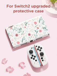 Funda protectora con estampado floral y bolsa de almacenamiento compatible con consola de juegos Switch, compatible con New Switch 2 (2025), NS 2nd Gen/Switch OLED, mejor regalo compatible con jugadores de Switch, regalo de San Valentín/romántico - Multicolor - Ver 10