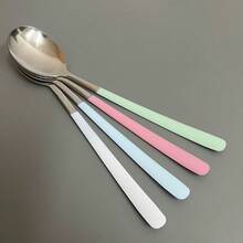 1/4pcs Stainless Steel Long-Handled Spoon - Suitable For Ice Tea Spoon, Coffee Spoon And Dessert Spoon, Sweetheart Spoon, Stirring Spoon - Suitable For Daily Use, Travel And Parties - Multicolor - View 11