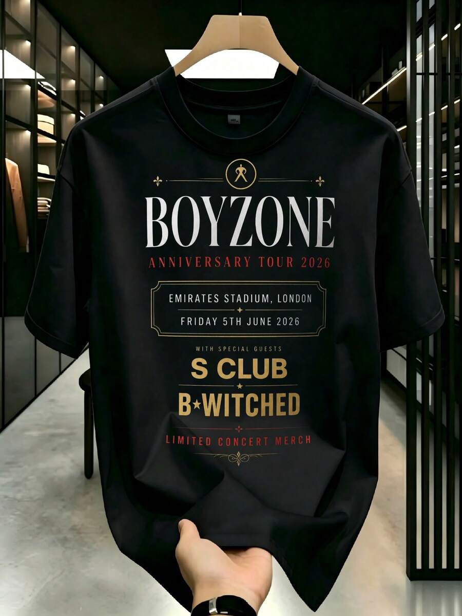 Boyzone's "One For The Road" 2026 Tour T-Shirt90s Boy Band Tee One For The Road Tee Boyzone Fan Merch Boyzone Tour Summer Clothes Women Mandalorian - 黑色 - 查看 1