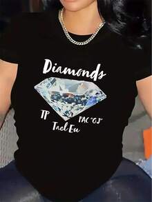 Camiseta de manga corta para mujer, de tela, adecuada para uso casual en casa o en restaurantes, l- Camiseta unisex de algodón holgada de manga corta y cuello redondo estilo vintage urbano. - Negro - Ver 1