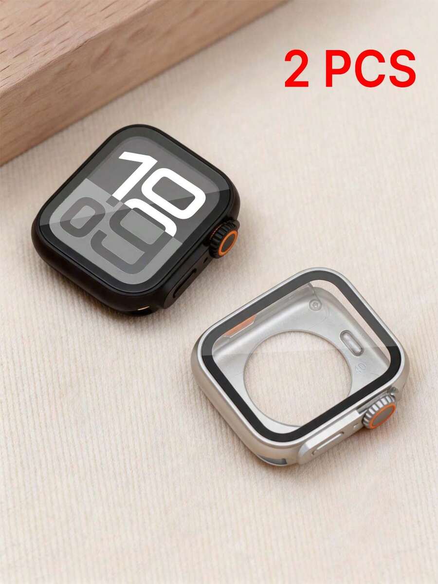 Huastonband 2件裝手錶螢幕保護貼/保護殼，前後蓋，適用於手錶系列 Ultra 3/2/1、系列 11/10/9/8/7/6/5/4、SE 2，45mm 41mm 44mm 40mm、42mm 46mm 螢幕保護貼，超強保護殼，手錶 40mm/45mm 前後保護殼，中性手錶配件，適合戶外運動、海灘派對、旅行、教師節、畢業、度假