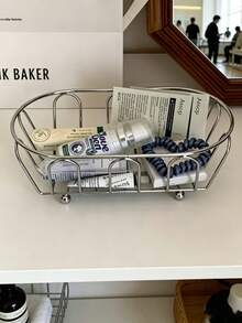 1pc Metal Storage Basket Multifunctional Desktop Organizer Box, Suitable For Jewelry And Cosmetics, Durable Desktop Organizer Rack, Iron Art Small Storage Basket, Suitable For Vanity, Desk, Photography Props, Storage Rack, Unisex, Home Storage And Decoration - Multicolor - View 1