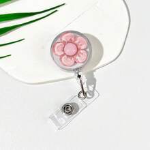 1pc/6pcs Cute Crystal Flower Design, Resin Plastic Material, Retractable Rotating Clip, Badge Reel With Rotating Clip, Suitable For Work ID, Student ID, Ideal For Students, Teachers, Doctors, School Supplies, Back To School Season And More. - Multicolor - View 12