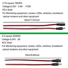 18 AWG 22AWG männlicher weiblicher DC-Stromstecker 5V 12V 5,5x2,1mm Kabelstecker Adapter, geeignet für Fernseher, Kamera, 5050 2835 LED-Streifenleuchten - Weiblich & Männlich - Übersicht 2