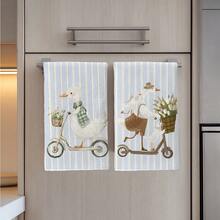 2件組廚房毛巾，田園農場清新綠色滑板鴨圖案印花 40*60cm 鄉村風長方形超細纖維廚房毛巾、抹布、桌布、手巾，廚房裝飾，鄰居喬遷禮物，適合廚房與浴室使用，適合家庭主婦與家庭聚會禮物，高 CP 值，居家必需品 - 綠色 - 查看 7