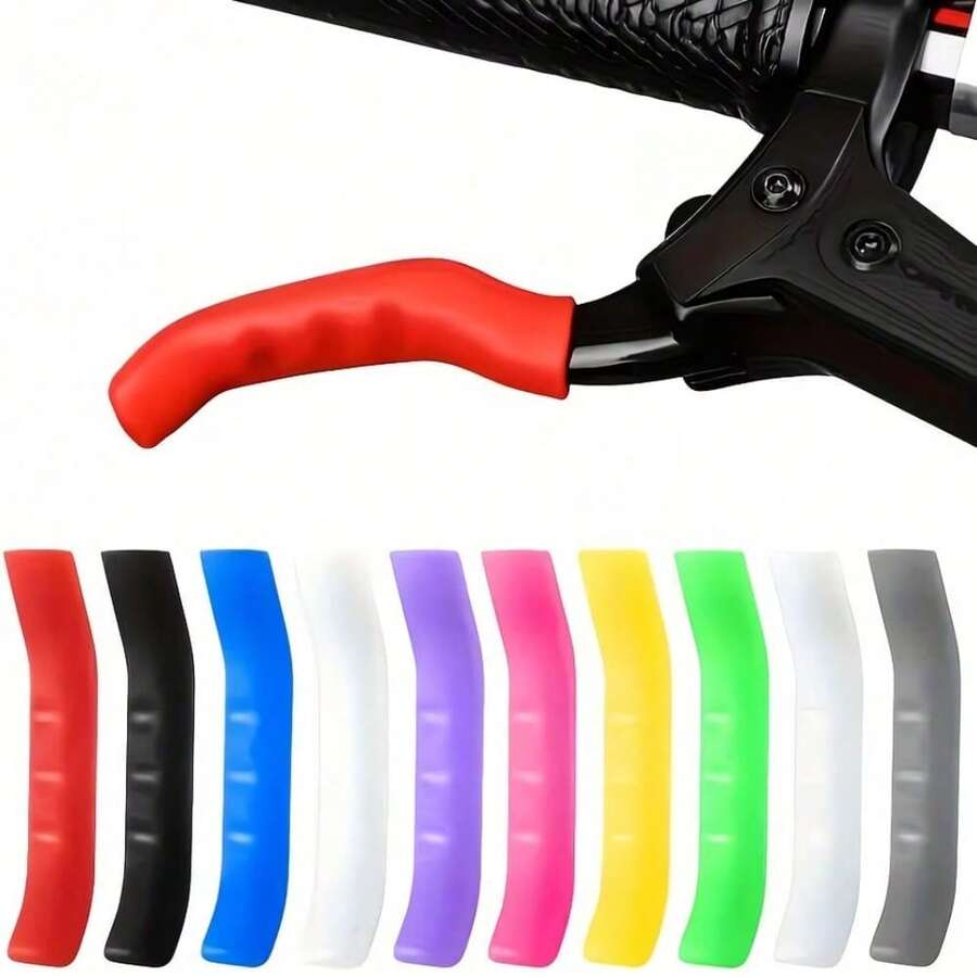1 Pair Bicycle Brake Lever Covers, Thick Soft Silicone Material, Multi-Color Design, Anti-Slip Shock-Absorbing Wear-Resistant Protection, Comfortable Grip, Easy Installation, Compatible With Mountain Bikes, Road Bikes, BMX, Scooters And More, Used As Cycling Protective Accessories - Multicolor - View 1
