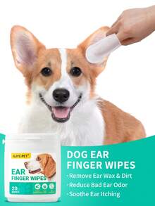 GJYC PET 20pcs Dog Ear Cleaning Wet Wipes, Soft & Easy To Clean Ear For Dogs & Cats, Non-Irritating - White - View 3