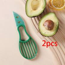 1/2 peças Fatiador de Abacate 3 em 1, Ferramenta para Retirar Caroço de Abacate, Descascador de Abacate, Ferramenta de Fatiar, Separador de Polpa de Fruta, Faca de Plástico, Utensílio de Cozinha para Vegetais, Utensílio de Cozinha Doméstica - Multicolorido - Ver 10