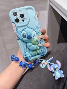 Disney Has Authorized, Phone Case - Chain Set, The Stitch Lilo & Stitch 3D Phone Case Plus A Silicone 3D Stitch Bracelet With Metallic Ring Removable Bracelet, Stitch And Angel Pattern, Compatible With Iphone17/16/15/14/13/12/11/XS/XR/X Plus Pro Max, A Stylish Cartoon Phone Case, The Perfect Gift Choice, Phone Protection, Durable Phone Cover, Great Gift For Friends And Family. - trắng - Xem 1