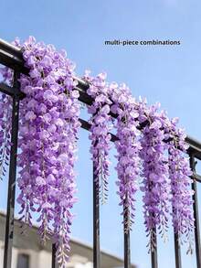 30 pièces/20 pièces/1 pièce Glycine artificielle violette premium, brins de vigne de glycine artificielle violette dense en fibre, vigne de glycine artificielle, fleurs artificielles d'extérieur, décoration de fête, décoration de vigne fleurie, décoration intérieure, décoration extérieure, décoration de jardin de cour, convient pour la décoration de mariage, hôtel, fête, fête de jardin, cour, convient pour diverses décorations intérieures et extérieures, toutes saisons, durable et belle - Prune - Voir 9