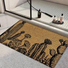 1pc, Home Decor, Cactus Pattern Print, Linen Kitchen Rug, Kitchen Mat, Floor Mat, Bathroom Mat, Door Mat, 3D Print Rectangular, Suitable For Living Room, Bedroom, Hallway, Bathroom, Laundry Room - Polyester Rug, Suitable For Indoor And Outdoor Home Decor - Multicolor - View 2