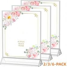 2/3/6件 4x6英吋/5x7英吋/6x8英吋/8.5x11英吋 壓克力金屬色相框,傾斜背板桌上告示架,適用於婚禮桌號、餐廳告示牌、照片與藝術品展示 - T-Silver - 查看 2