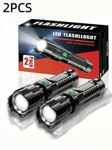 1pc/2pcs Uta Brighit Rechargeable LED High Brightness Compact Zoomable Handheld Flashlight, Suitable For Outdoor Camping, Fishing, Hunting, Hiking Exploration And Emergency Situations, Built-In Battery - Star - View 13