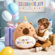 Capybara Birthday Plush Stuffed Animal Pillow Cute Happy Birthday Capybara Gifts For Kids Boys Girls (Birhtday Capybara Plush Pillow) - White - View 6