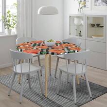Mantel de tablero de ajedrez con borde elstico, mantel redondo para Accin de Gracias, lavable, reutilizable, para cocina, comedor, picnic, pequeo - Naranja - Ver 8