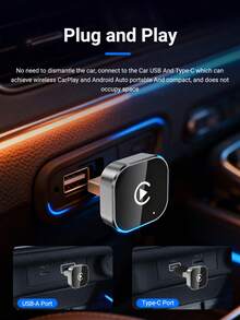 XUDA 2026 新款 2合1 無線 CarPlay / Android Auto 超迷你轉接器 - 2.4-5.0 GHz WiFi 5 Carplay 轉換器，有線轉無線，快速自動連接，無延遲，緊湊設計，附 USB/USB-C 接口，免電池 - B - 查看 5