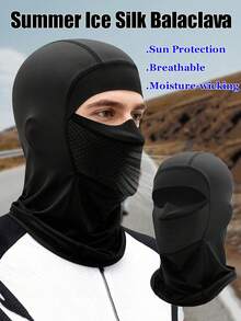 1 pieza Máscara facial de verano para montar, Capucha de protección solar para motocicleta, Absorción de humedad, Secado rápido, A prueba de polvo, Toalla facial transpirable, Capucha de seda de hielo - Con bordes sin costuras - Ver 1