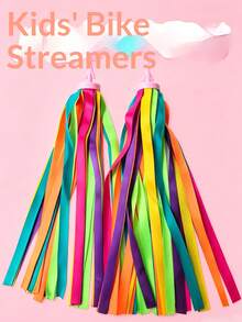 Kids Bike Handlebar Streamers, Tassel Ribbon Decorations For Scooters & Tricycles, Children's Car Accessories 1Pair - Multicolor - View 1