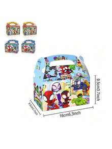 12pcs And His Amazing Friends Themed Candy Boxes, Mixed Cartoon Character Print, Paper Gift Boxes With Handles, Suitable For Cake Decoration And Tabletop Decor, Perfect Gift For Fans Series (Random Styles) - Multicolor - View 5