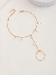 1pc Fashion Minimalist Star Moon Pendant Finger Chain, Teen Daily Party Accessory - Gold - View 4