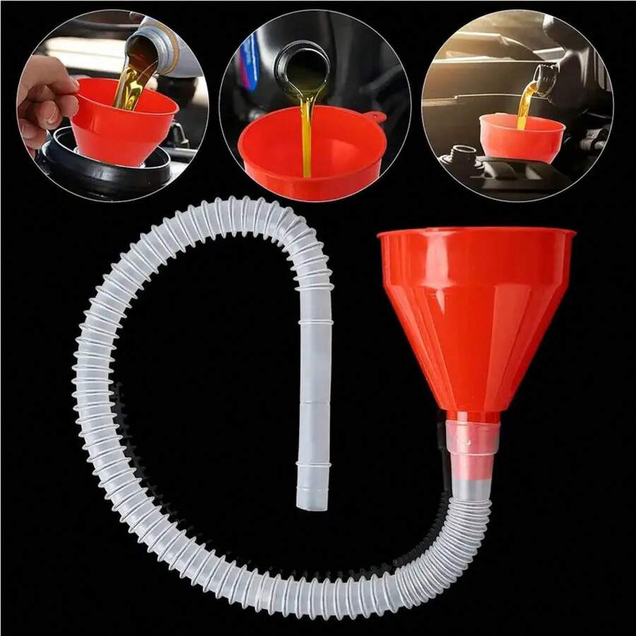 Embudo universal retráctil y desmontable para llenado de combustible con manguera larga para coches y motocicletas. - A - Ver 1