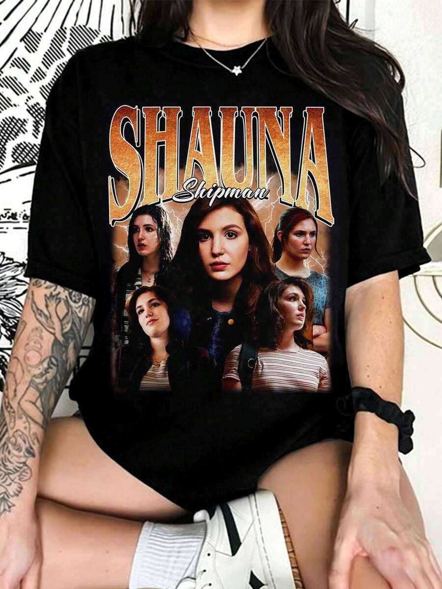 Shauna Shipman Bootleg Vintage T-Shirt For Yellowjackets Fans, Retro 90s Collage Graphic T-Shirt For Horror Series Fans And Cult Series Collectors - Black - View 1