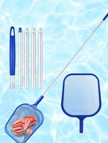 Pool Skimmer Net & Pole - Fine Mesh Cleaning Scoop - Leaf Net For Ponds, Spas, Hot Tubs - Large Skimmer For Above Ground Or Inground Pools, Filtration Cleaning Tool & Accessories - Blue - Multicolor - View 1