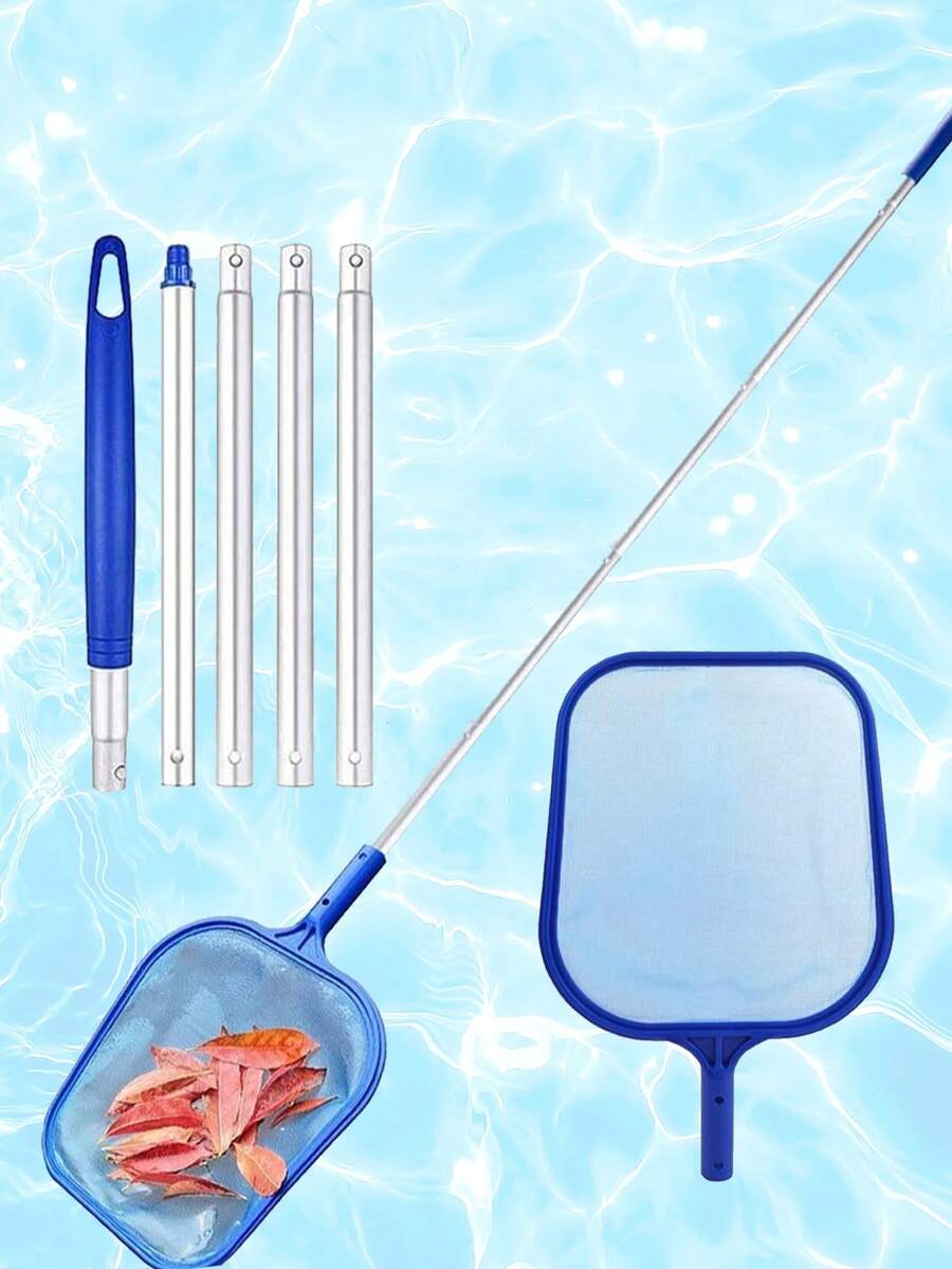 Pool Skimmer Net & Pole - Fine Mesh Cleaning Scoop - Leaf Net For Ponds, Spas, Hot Tubs - Large Skimmer For Above Ground Or Inground Pools, Filtration Cleaning Tool & Accessories - Blue - Multicolor - View 1