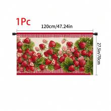 1pc, Home Decor, Strawberry Pattern Printed Table Skirt, Kitchen Small Curtain, Kitchen Cabinet Cover, With Curtain Holes, Easy To Hang, Rectangular, Machine Woven, Machine Washable, Kitchen Decoration And Accessories, Perfect For Kitchen Cabinets And Home Decor - Multicolor - View 13