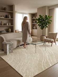 1pc Rug/Carpet/Area Rug/Bath Mat/Door Mat, French Chic Minimalist Modern Abstract Line Grid Pattern, High-End, Suitable For Bathroom, Kitchen, Entryway, Hallway, Bedside, Living Room, Bedroom, All Season Washable Soft Faux Wool Carpet, Home Decor - P - View 7