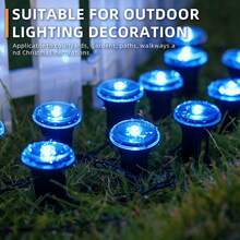 loyyz Luces Solares para Caminos, 40LED/30LED/20LED/10LED Luz Exterior Hacia Arriba Luz Lateral, Encendido/Apagado Automático, Luces Solares de Suelo Luces de Pasillo Ideales Para Patios, Céspedes, Pasillos, Patios Interiores - Azul - Ver 4