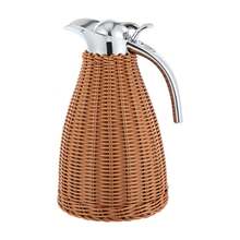 GLADNEY 1.5L Vacuum Insulated Rattan Thermal Jug, 304 Stainless Steel, 24-Hour Heat & Cold Retention, One-Hand Push-Button Pour, Ergonomic Handle, Coffee - Coffee Brown - View 6