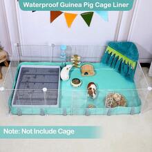 snow orchid 1pc Guinea Pig Cage Liner, Waterproof Guinea Pig Bedding With Waterproof Bottom, Suitable For Mesh, Cage Liner For Guinea Pigs, Rabbits, Hamsters, Rabbits, Cage Not Included - Water Blue - View 3