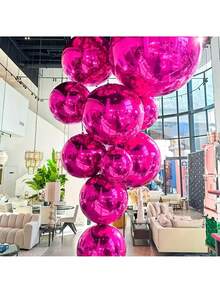 5pcs Rose Red (25.4cm+38.1cm+55.88cm+81.28cm) Rose Red Inflatable Mirror Reflective 4D Aluminum Foil Balloons Rose Red Theme Birthday Party Decoration Balloon Set - Rose Red 4D Ball Set - View 6