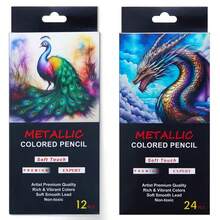 12/24 Pcs Unsharpened Metal Color Pencils, Brutfuner Professional Art Supplies Set, Suitable For Artists Back To School Season - Multicolor - View 11