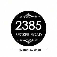 ¡4 tamaños disponibles! Letrero de número de puerta personalizado ovalado/redondo estilo vintage - Placa de número de puerta y dirección estilo barroco en color negro - Letrero de número de puerta - Negro - Ver 20