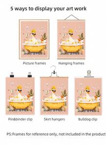 1pc Frameless Bathroom Wall Art Bathtub  Pattern Toilet Print Digital Download Poster Aesthetic Apartment Dorm Decor Back To School Funky Posters Dorm Essentials - Bathroom - View 6