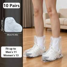 10 pares de fundas impermeables para zapatos, fundas desechables de plstico para lluvia, fundas impermeables para botas para exteriores y interiores para hombres y mujeres transparente - inicial - Ver 2