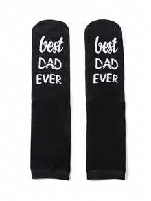 1/3 Pairs Fun Socks Designed For Dads, Lettering On Sole - Best DAD EVER ("Best Dad Ever"), Creative And Stylish Socks, Great Gift Choice - Birthday Gift, Holiday Gift - Multicolor - View 5