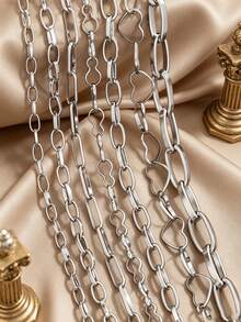 1m 304 Stainless Steel Hip-Hop Style Heart, Oval And Other Chain Necklace And Bracelet, DIY Jewelry Making, Suitable For Daily Wear - Chain - View 6