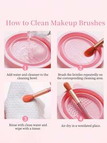 1 pieza Juego de herramientas de limpieza de brochas de maquillaje rosa, juego de herramientas de limpieza de brochas de maquillaje retráctil y reutilizable, adecuado para brochas, esponjas de polvo, esponjas, juego de accesorios de maquillaje, regalo - Multicolor - Ver 8