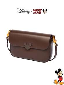 Disney 聯名時尚 PU 小方格鏈條斜挎肩背包 女款 棕色 小號 - 彩色 - 查看 4