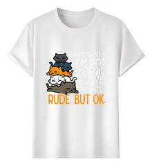 Playeras Gatos Dormidos Texto Gracioso - Blanco - Ver 1