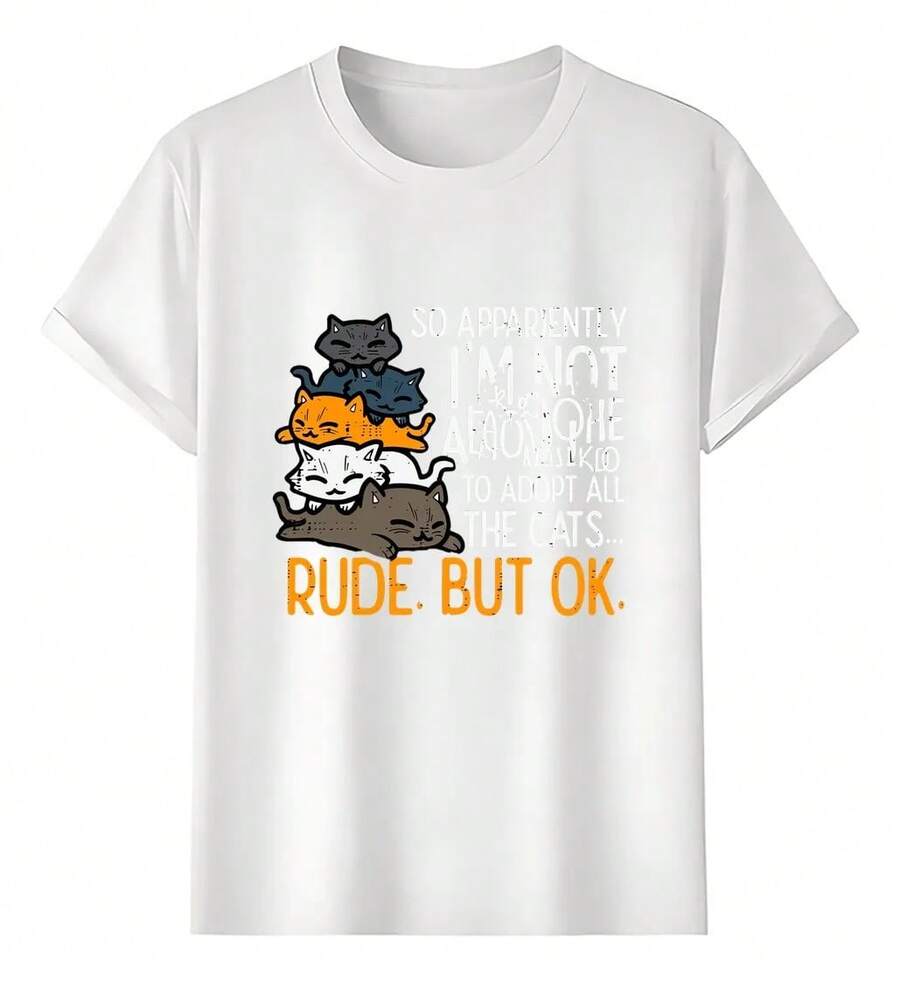 Playeras Gatos Dormidos Texto Gracioso - Blanco - Ver 1