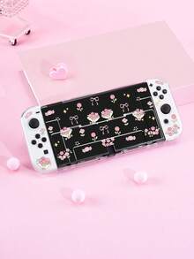 1pc Cute Rabbit & Flower Cartoon Sketch Design Transparent Glitter Protective Case, Compatible With Nintendo Switch 2 (2025) / Switch OLED Console, Joy-Con Controller Cover, Gamepad Storage Bag, Best Gift For Switch Players - View 20