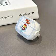 Marvel Q版鋼鐵人飛行AirPods保護殼，可愛透明防震殼附旋轉支架，相容AirPods 1/2/3/4及Pro/Pro 2代，適用於新款AirPods Pro 3，送女友的聖誕襪小禮物 - Transparent - 查看 5